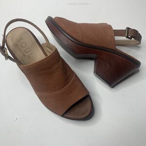 SOUL Naturalizer Faye Brown Wedge Slingback Sandals Shoes